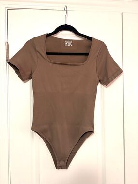 OQQ brown bodysuit/ shape wear